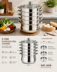 34cm 5-Tier Stainless Steel Steamer Pot