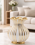 Elegant Ceramic Gold Stripe Vase