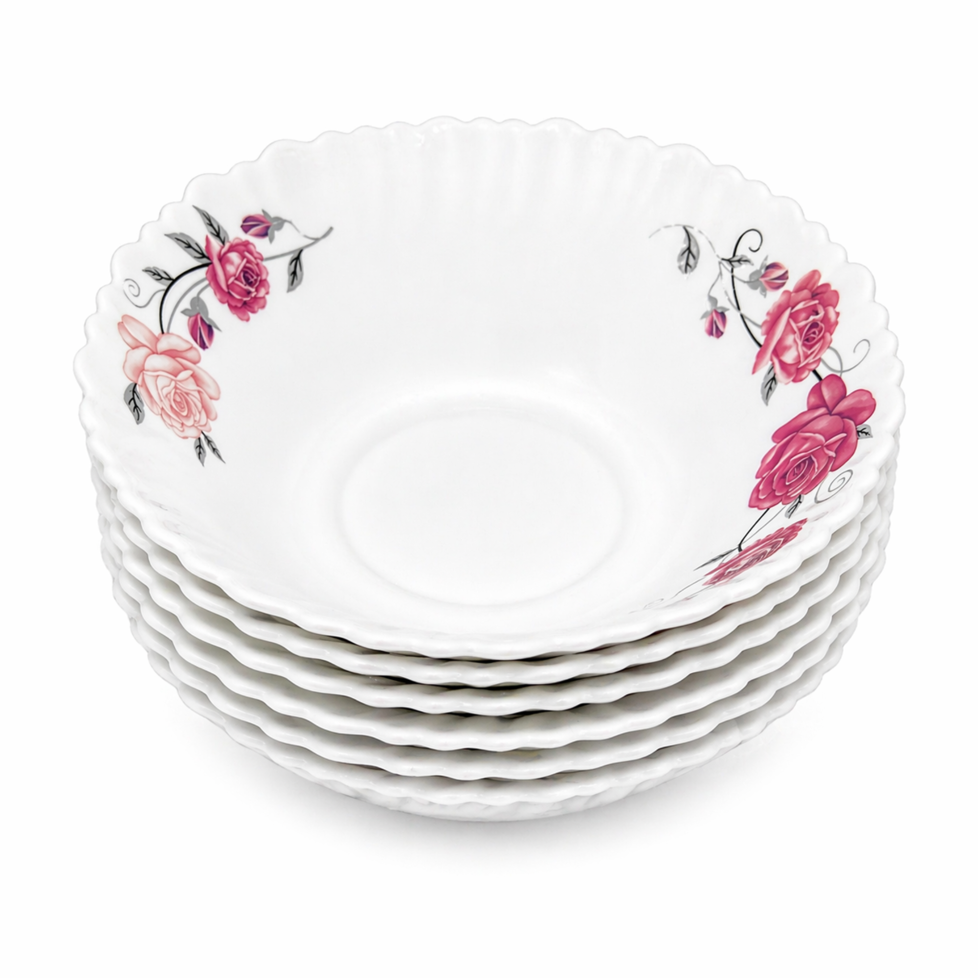 Pink reflective Floral 6 Piece Dinner Set