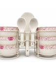 Ceramic Soup Set with Warmer Stand – 15 pcs
