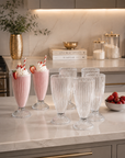 6pcs Ribbed Glass Milkshake & Dessert Cups