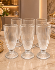 6pcs Ribbed Glass Milkshake & Dessert Cups