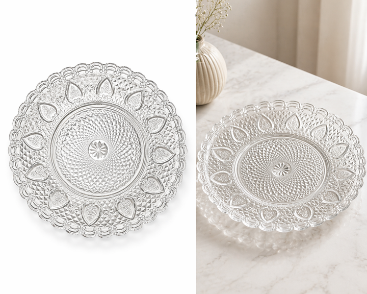 14" Crystal Glass Serving Plate